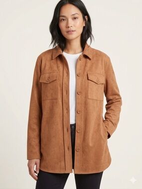 Jones New York Camel Tan Utility faux suede Jacket coat S